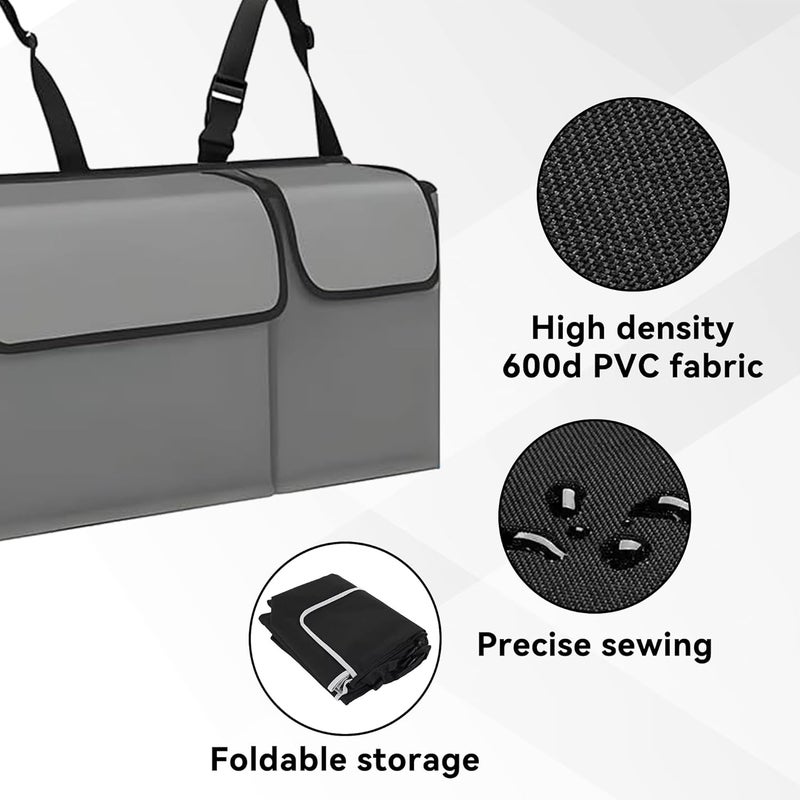 Tioollev Car Trunk Organizer, Backseat Hanging Large Storage with Adjustable Straps,Waterproof PVC Collapsible Cargo Bag, Car Interior Accessories for Auto SUV MPV (Gray) - Image 4